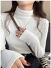 Women's Autumn/Winter 2024 Thick Velvet Half-High Collar Slim Fit Long-Sleeve Top
