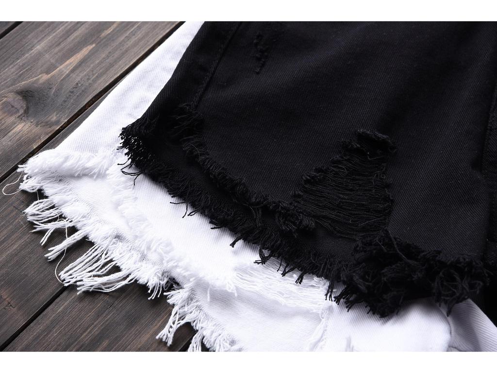 2020 Smoke Gray Ripped Button Denim Shorts for Women - Plus Size, Slimming Wide-Leg Raw Edge Hot Pants