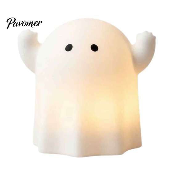 Soft Warm Diffused Lighting Cute Resin Ghost Night Light for Bedroom, Decorative LED Lamp Halloween Party Table Decor Desk Decor, Battery Operated