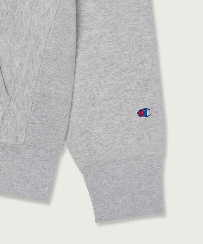 Reverse Weave Loose Fit College Hoodie Light Grey