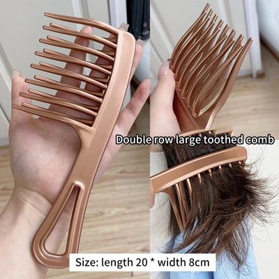 Doppelreihiger Kamm mit breiten Zähnen, für langes Haar, lockiges Haar, flauschiges Styling-Werkzeug, spezieller Haarkamm, antistatische Haarbürste