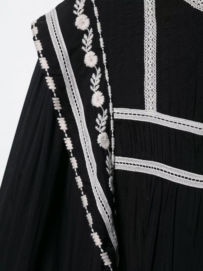 TAOP&ZA Women's Ethnic Style Ruffle Sleeve Embroidered Shirt