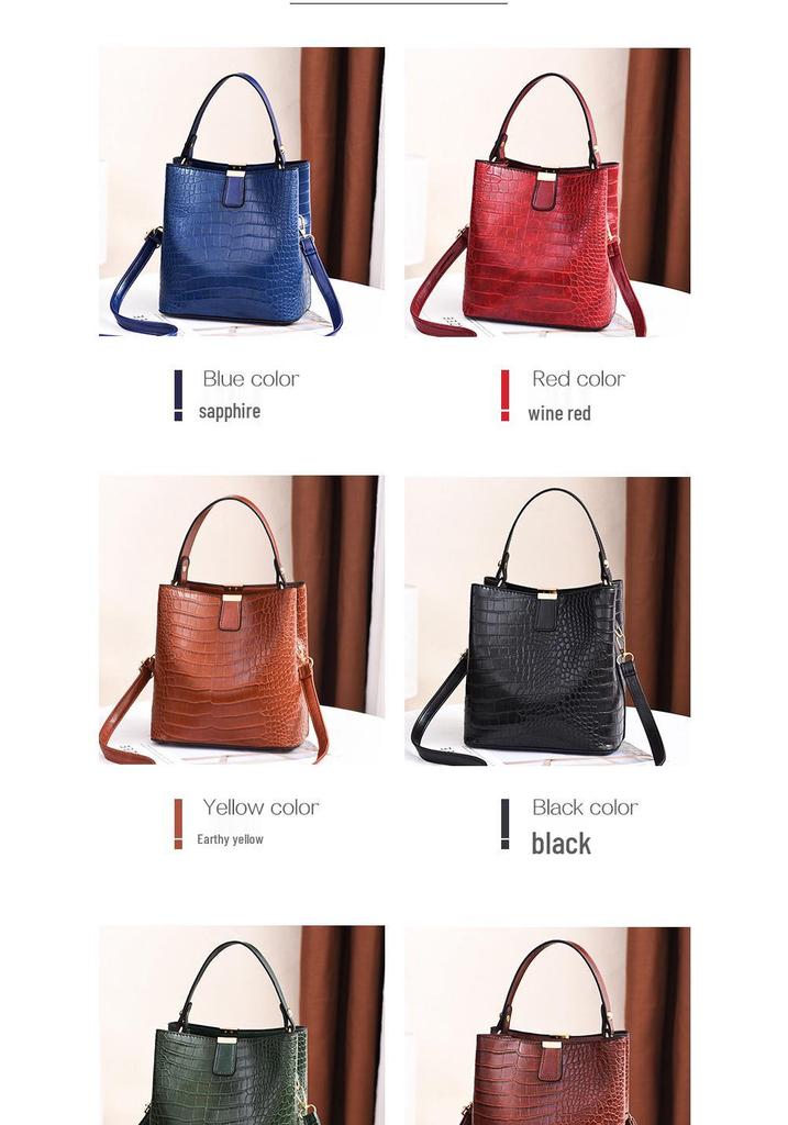 2026 Embossed Crocodile Pattern Women's Shoulder Bag – Stylish, Elegant Bucket Handbag