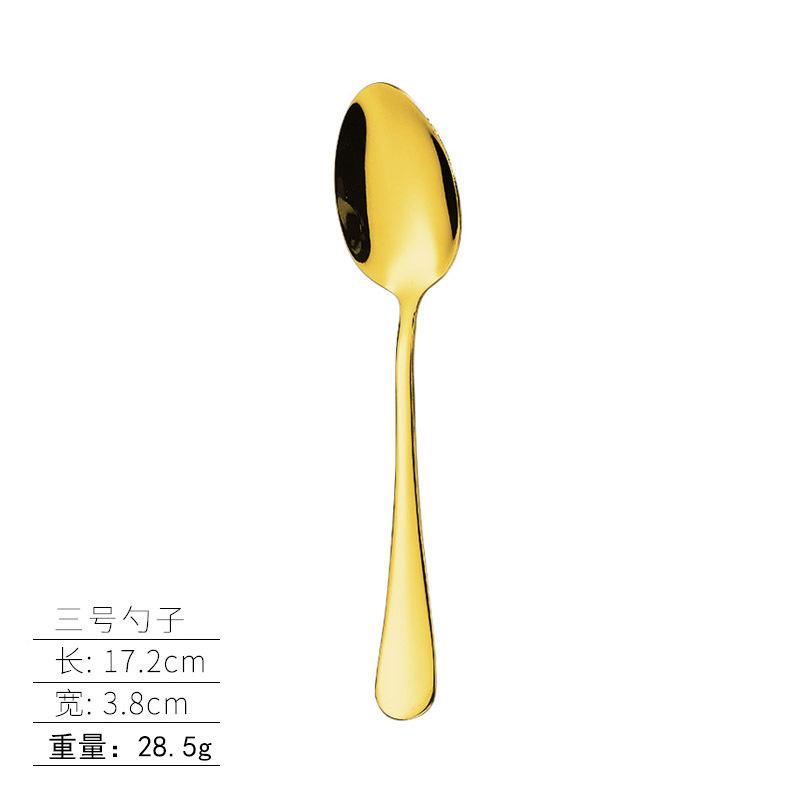 Stainless steel tableware, knives and forks, spoons, western food steak knives and forks, household thickened pointed spoons, round spoons, supplies