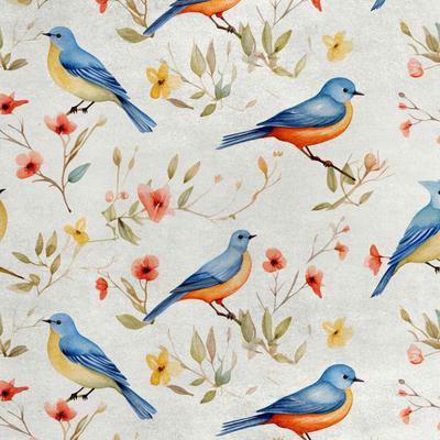 Royal Samt Stoff Polyester Zum Nähen - Motiv Vögel - Rdx2429