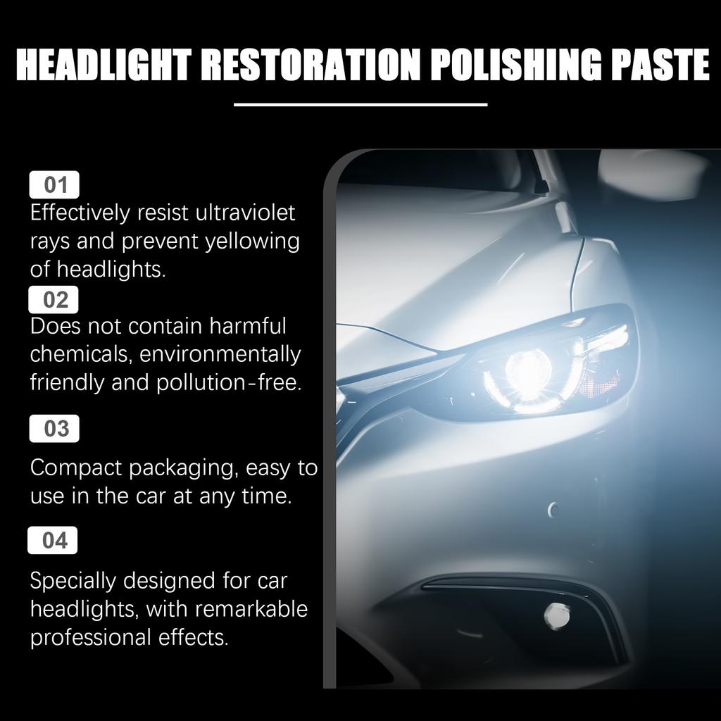 Car Headlight Repair Paste - For Automotive Lamp Dust Removal, Brightening, Cleaning, Polishing & Restoration