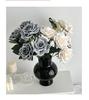 7-Head Ruffled Cappuccino Rose Bouquet - Vintage Artificial Flowers for Home or Wedding Decor