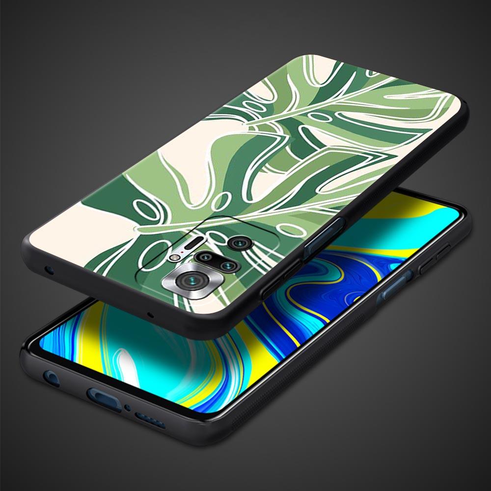 Leaves Monstera Green Phone Case For Xiaomi Redmi Note 14 13 5G 10 11 12 Pro Plus 4G 14C 13C 12C 10C Black Cover