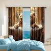 2 Pcs   Versatile Polyester Transparent Curtains for Home Decoration Funny Brown Bear for Use In Bedrooms and Living Rooms