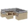Ensemble de Canapés de Jardin vidaXL 9 Pièces avec Oreillers Beige Poly Rattan, Canapé de Jardin 2 Places vidaXL348796