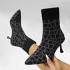 Fashion Women Ankle Boots Thin Heeled Pointed High-heeled Short Boots Women Fashion Sexy Knitted Plus Size High Heels Shoes for Women