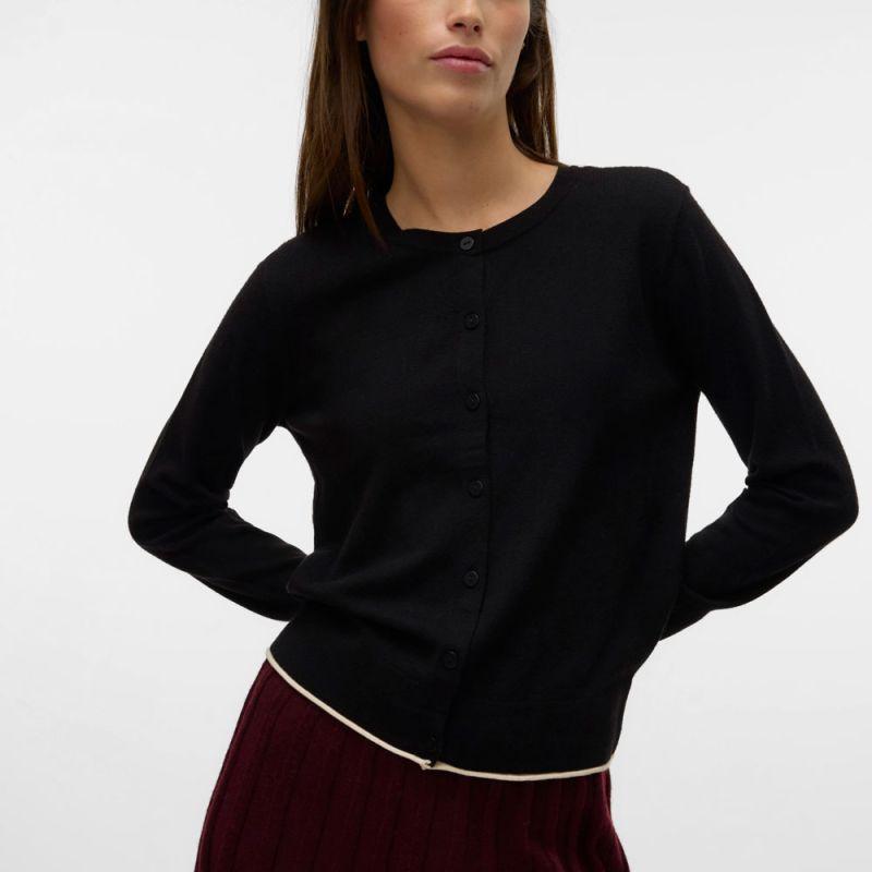 Gilet breeze col rond noir avec liseré blanc regular fit Femme VERO MODA