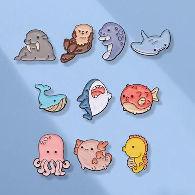 Cute Marine Animal Brooch: Dolphin, Shark, Octopus 