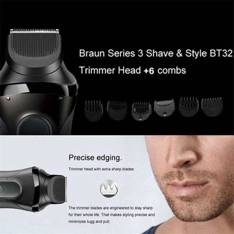 A52Q Beard Trimmer Attachment, 1/2/3/5/7/9mm Replacement Shaver Guide Combs, for Braun Series 3 BT32 Electric Razors