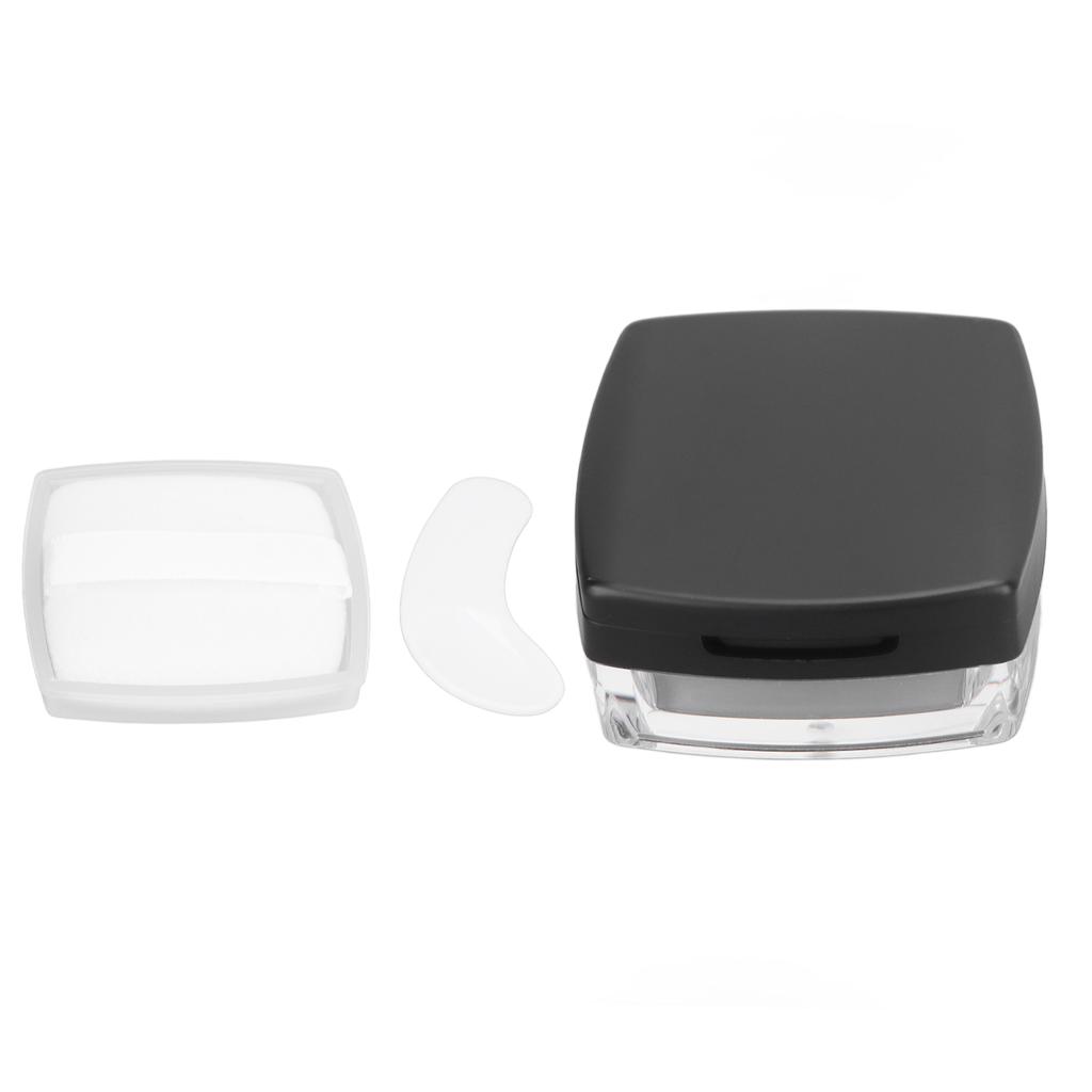 Empty Refillable Powder Case Powder Puff Mirror Spoon Separately Storage Box for Makeup Loose Powder Black