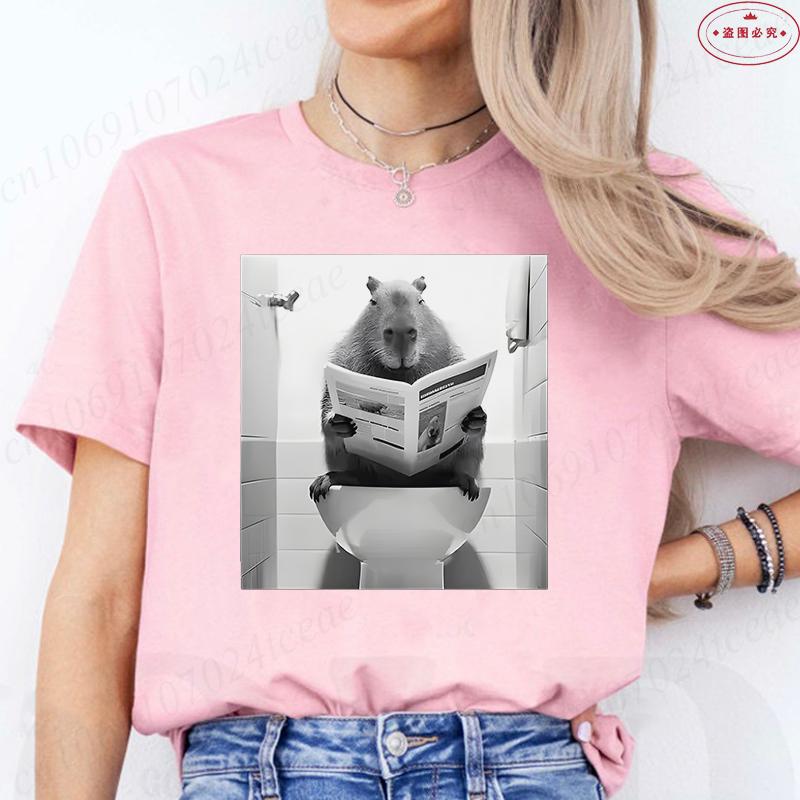 Funny Capybara Bathroom Graphic Tops for Men Women Streetwear Summer T Shirts Fashion Oversized Casual Short Sleeve Tees