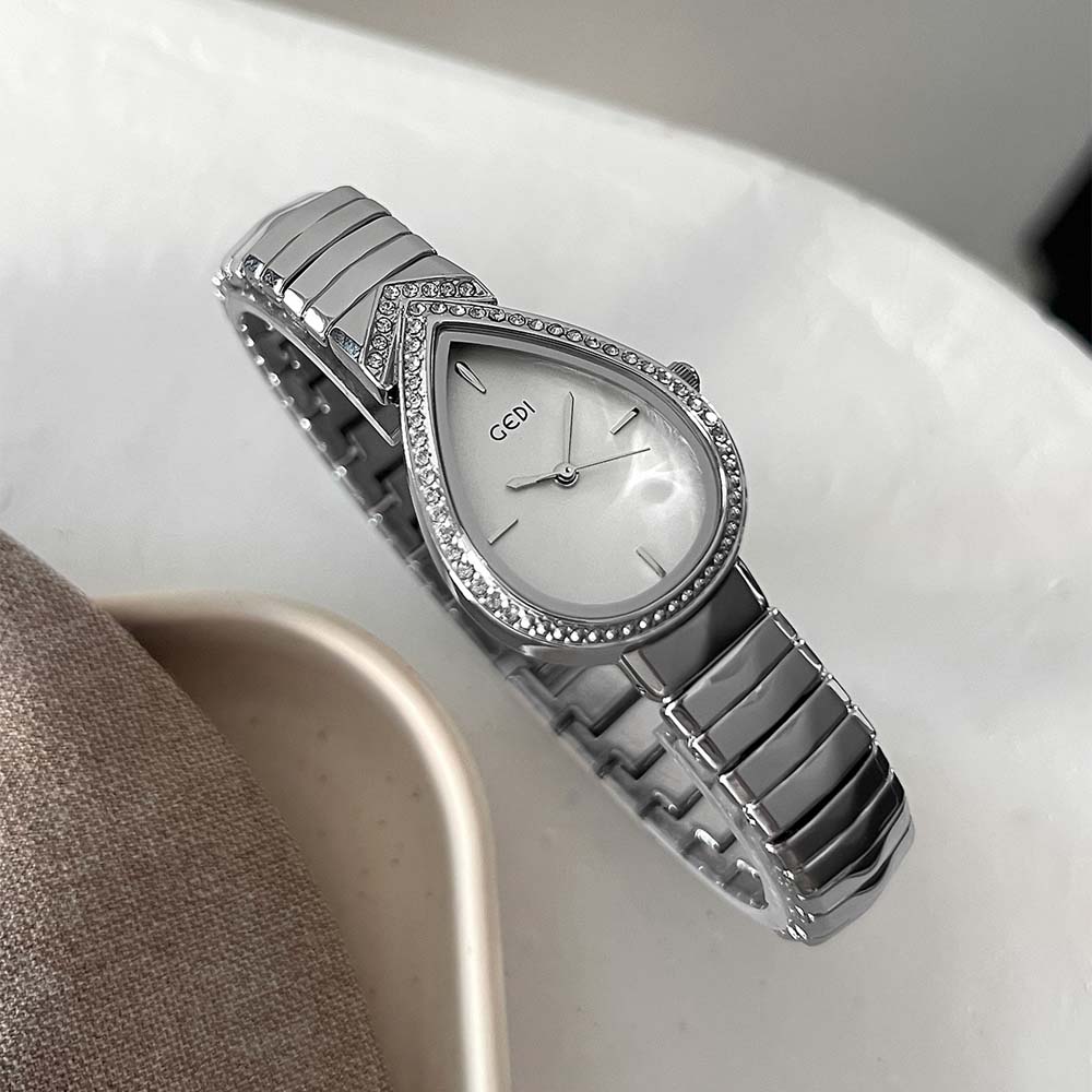 GEDI Women's Quartz Watch Fashion Golden Silver Casual Quartz Bracelet Wristwatch Niche Elegant Waterproof Hand Clock for Women