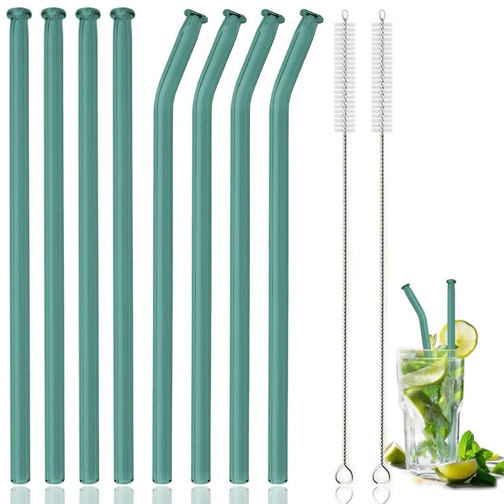 10Pcs High Borosilicate Glass Straw Eco Friendly Drinking Straw Reusable Glass Straw for Cocktail Smoothie Bar Accessories