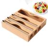 5-in-1 Kitchen Storage Shelf Plastic Wrap Dispenser With Cutter Bamboo Ziplock Bag Organizer Multifunctional Wrap Dispensers