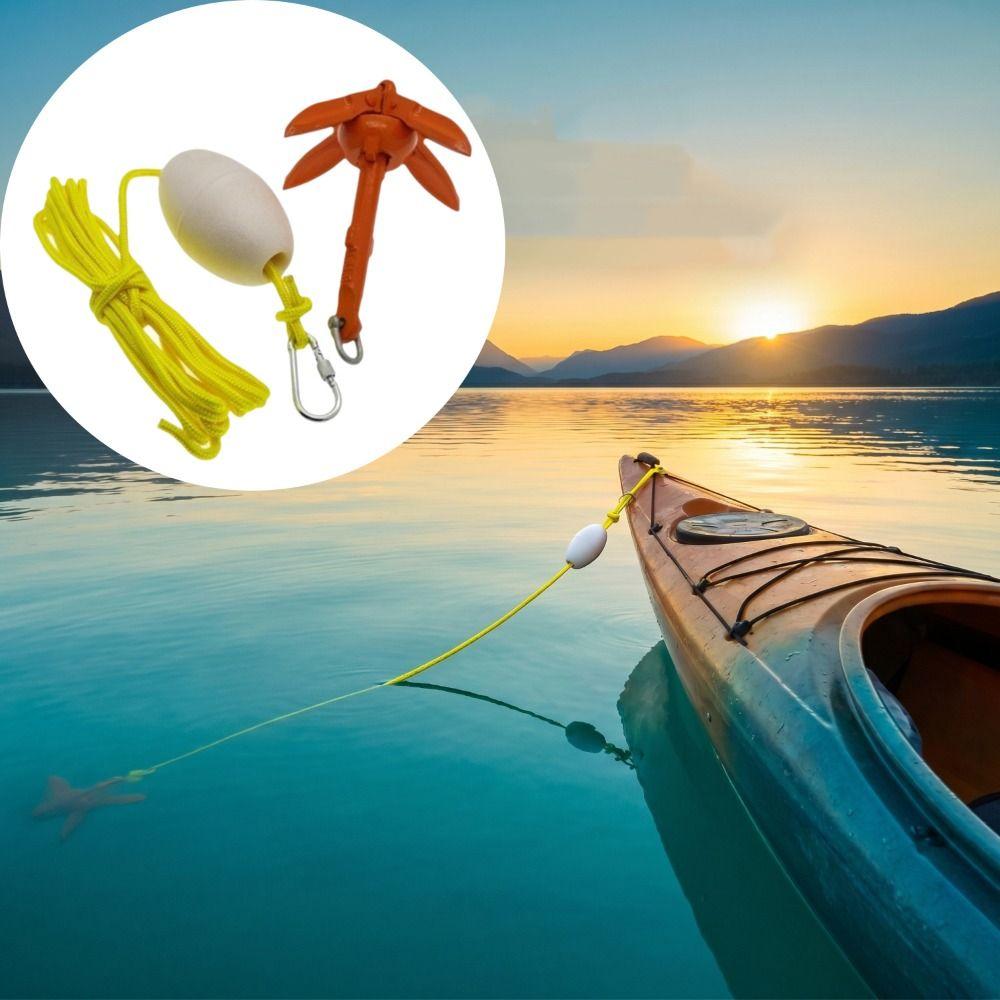Folding Design Marine Kayak Anchor Kit Aluminum Zinc Zinc Alloy Kayak Anchor Rope Kit  Canoe