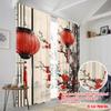2pcs,2D plane printing Curtain Popular Cherry Lanterns Polyester (without rod) All Seasons Perfect for Various Rooms,