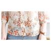 Vintage Flower Print Bow Shirt Women Clothing Summer Three Quarter Sleeve Tops Loose Sweet Blouse