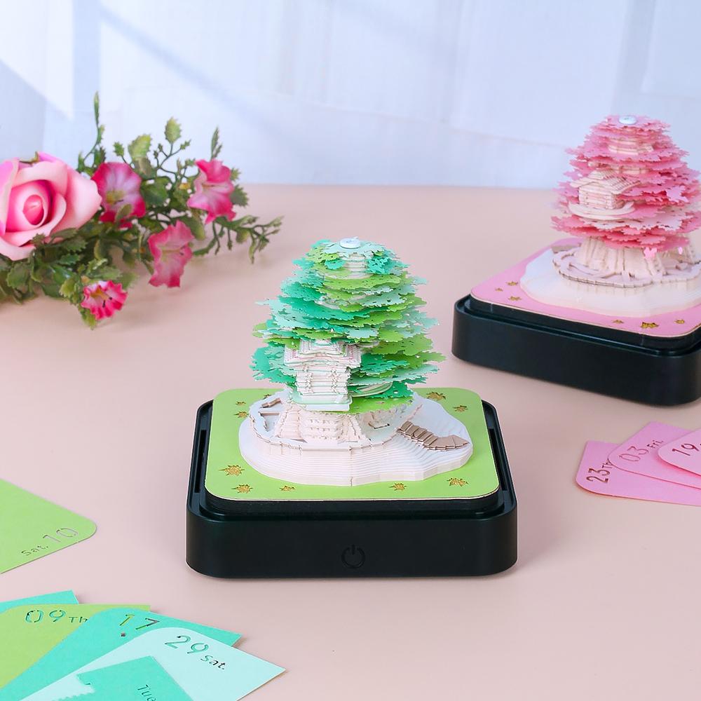Creative Paper Craft 3D Memo Pad House Model Craft Calendar Home Desktop Decor Laser Cut Calendar Sheets Gifting Paper Pad
