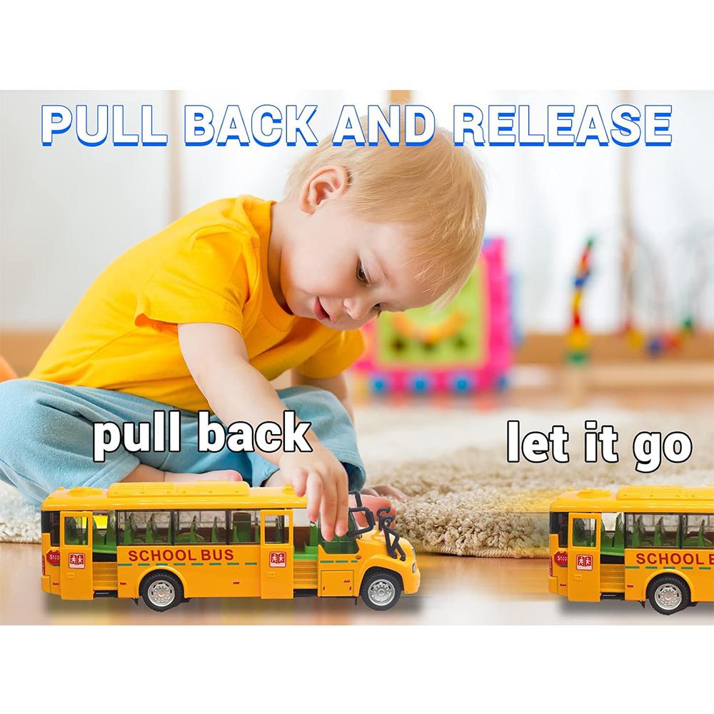 1/32 Model School Bus, Casting Alloy Openable Door Toy Car with Lights Sounds Fuel System Parts for Boy Girl Combustion Engines Parts