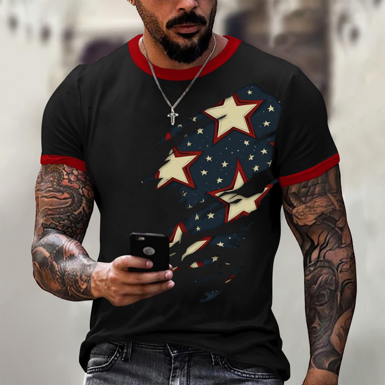 

Мужская модная футболка, уличная повседневная одежда с коротким рукавом L тёмно-синий