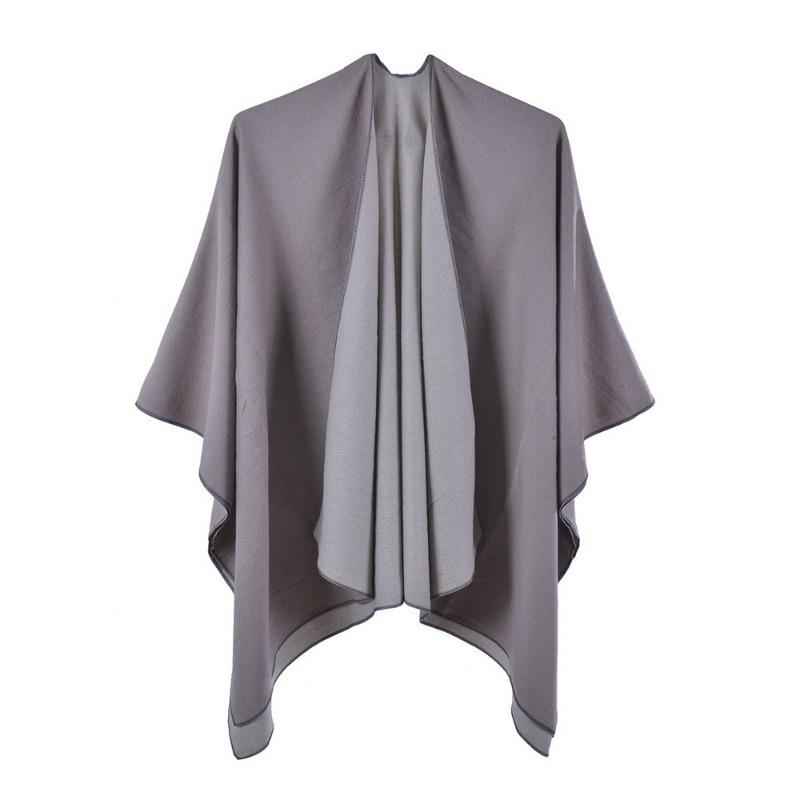 Women S Double Sided Faux Cashmere Split Shawl Cloak Warm Air Condition Blanket