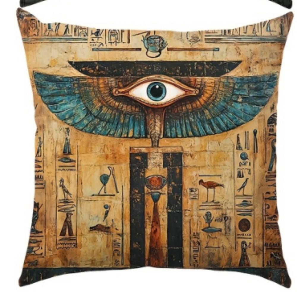 Vikama Ancient Egyptian Totem Pillow Cover Living Room Sofa Bedroom Decor Exotic Style Anti-Mite Machine Washable Lint-Free