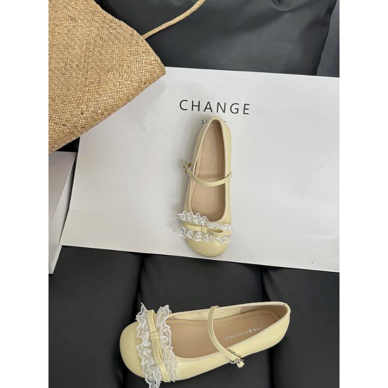 Summer New Silver Mary Jane Shoes Women's Light Mouth Word with Cute Round Head Gentle Flat Shoes