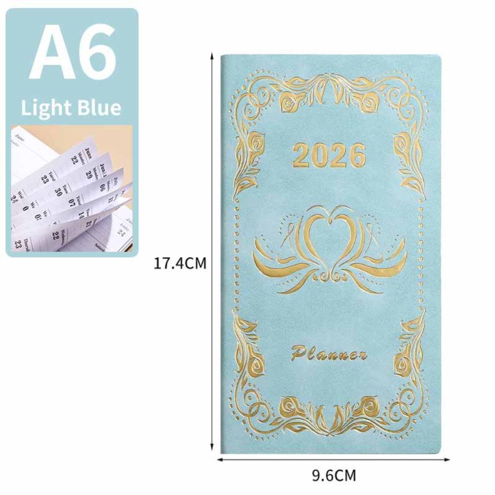 12 Months A6 Agenda Planning Notebook Pu Leather Office Work Planner To-do List Notebook Business