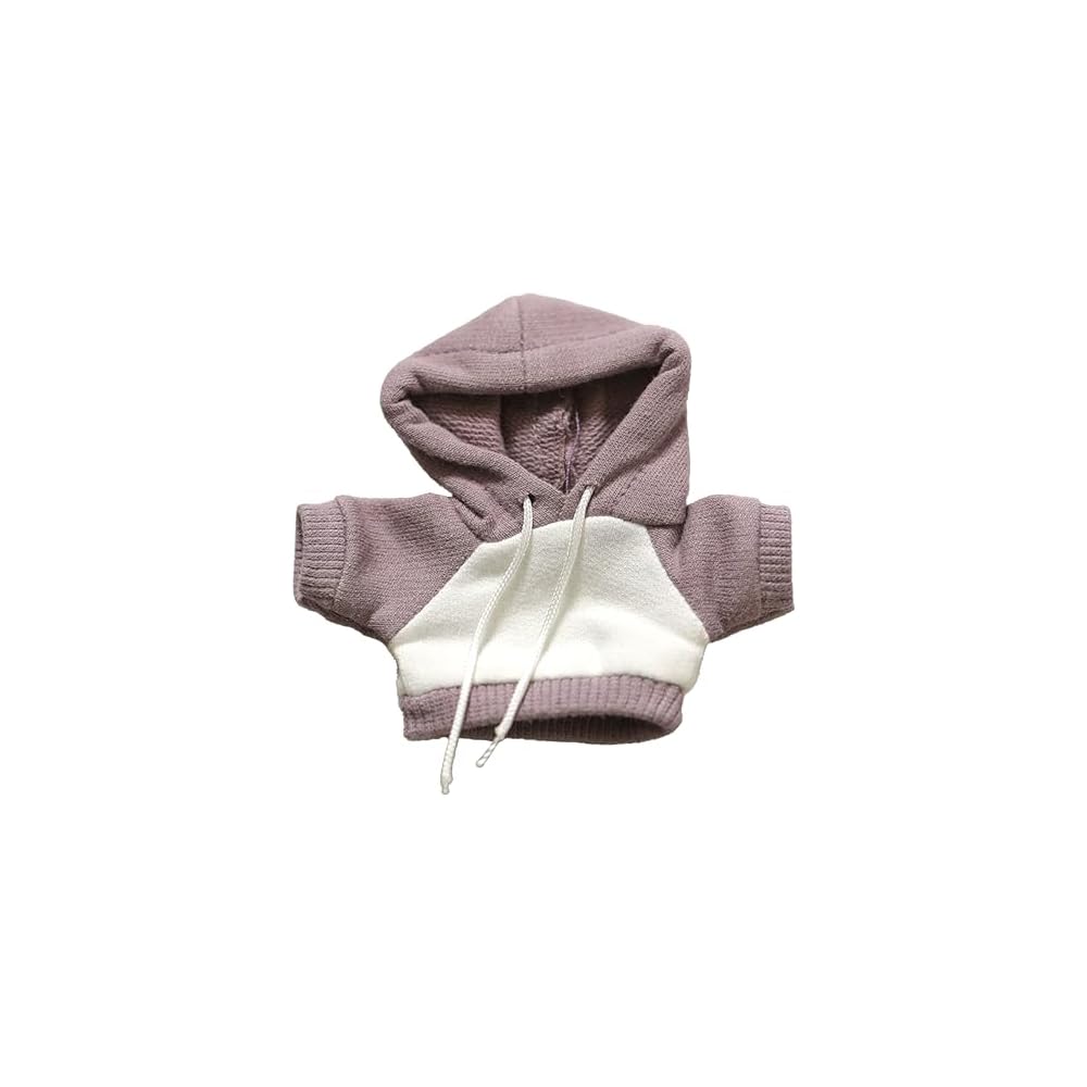 Bicolor Hoodie 10cm Plush Doll Outfit Mauve Costume Accessory for Kpop Doll Collectors