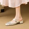 Summer Women's Bag Head Slippers Casual New Mid-heel Soft-soled Slippers Women's Solid Color One-pedal Size Cool Slippers