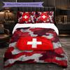 Switzerland Football Pattern 3 Pieces Bedding Set Soft Microfiber Duvet Cover with Pillow Cases for Bedroom