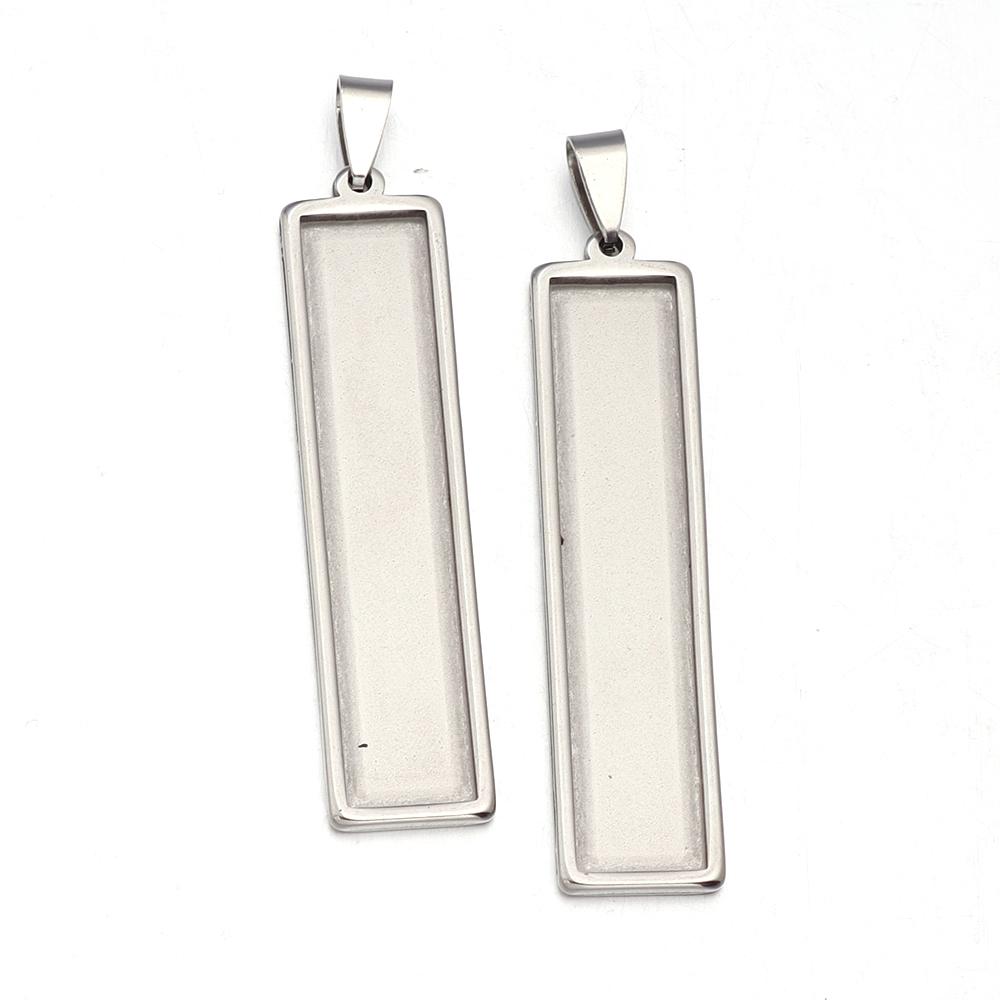 2pcs/lot Rectangle Cabochon Base Settings Stainless Steel Gold Blank Bezel Pendant Trays For Jewelry Making DIY Charm Necklace
