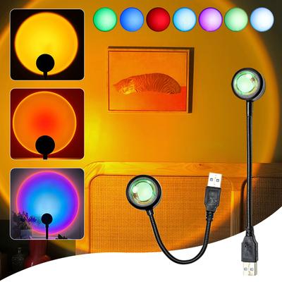 Sunset Light USB Projector Lamp Rainbow 7 Colors Projection Lamp Background Atmosphere Light for Living Room Bedroom Decor