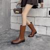 Early autumn clamshell rear split middle boots retro thick heel round head autumn and winter new Martin boots women