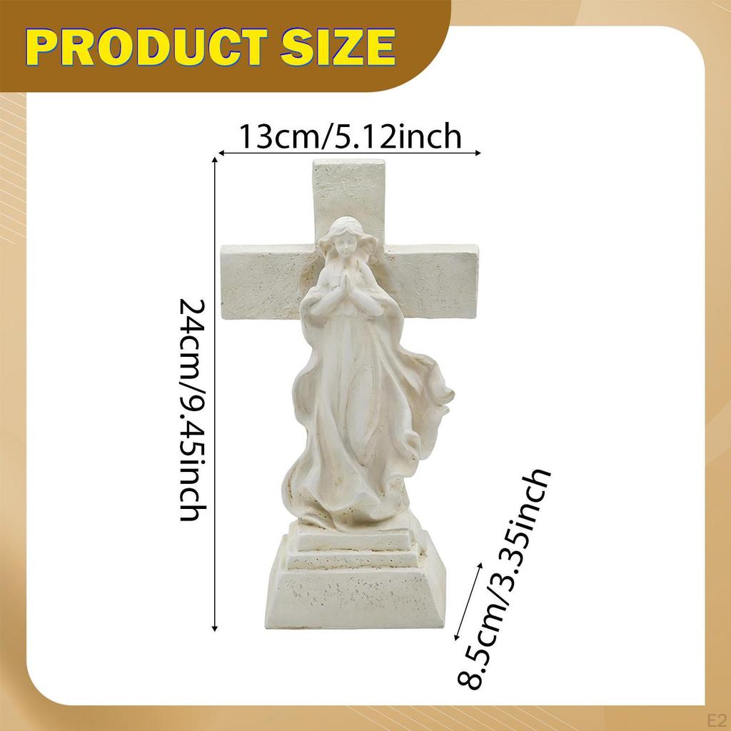 Solar Mary Cross Garden Light,Catholic Statue Sympathetic Gift Praying Figure for Grandparents Deck