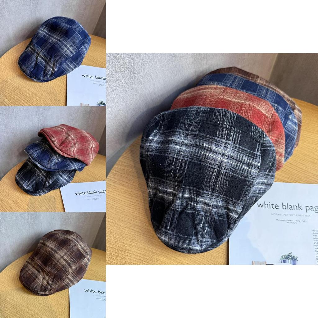 Retro Checkered Beret With Sunshade And Ventilation For Casual Outdoor Use