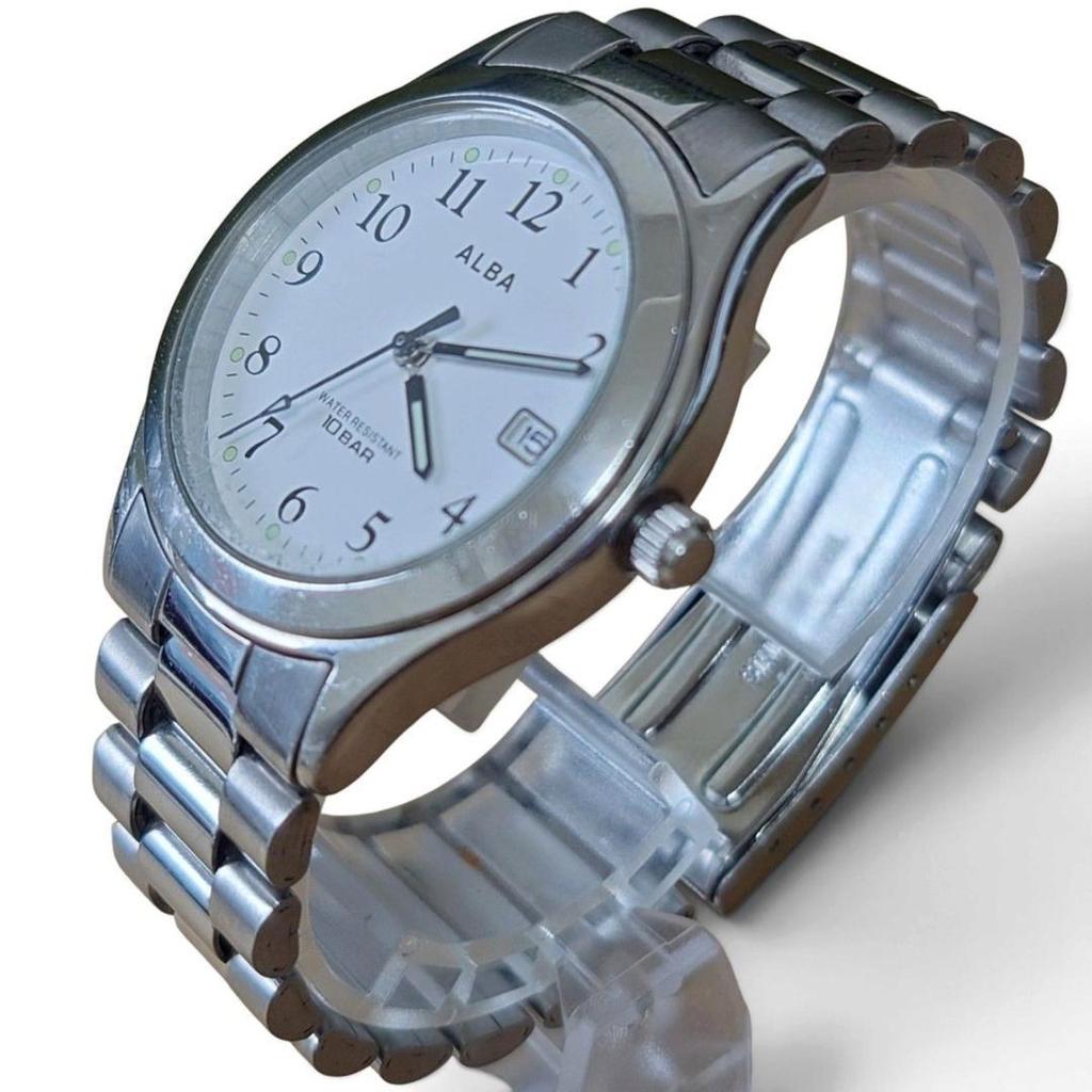 Used SEIKO ALBA Men's Watch White Dial 10 Bar Water Resistant Date