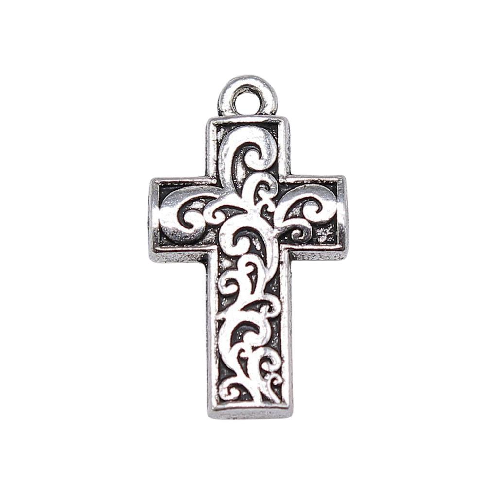 Vintage Cross Charms Multi Color Alloy Pendants For Religious Christian Jewelry