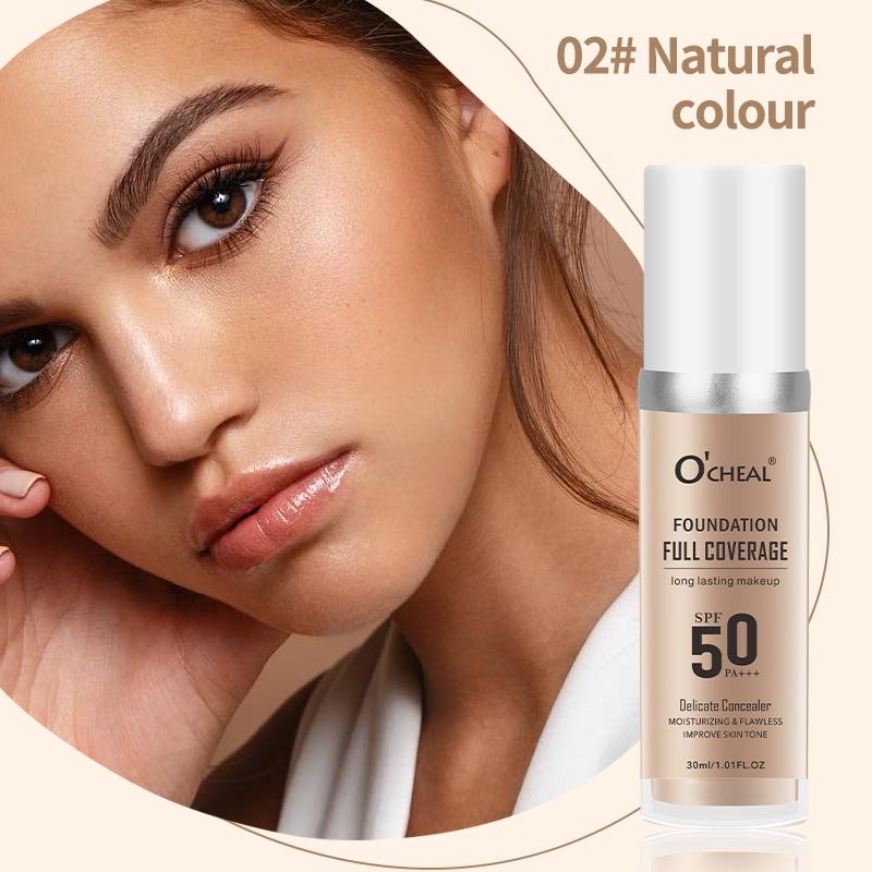 

O‘CHEAL 50PA+++ Liquid Foundation Cream Lasting Coverage Makeup Concealer Moisturizing Bright Skin Tone Hydrating Beauty Cream