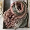 Women's Korean Warm Cotton Linen Gradient Scarf Autumn Winter Elegant Versatile Jacket Neck Shawl Long Soft Scarf Fashion Item