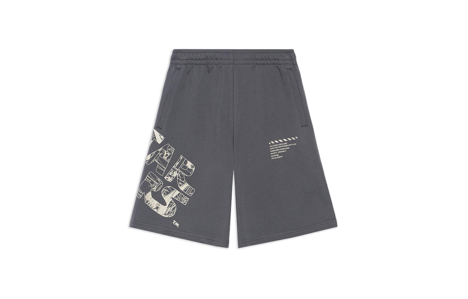Li Ning x Disney Letter Print Casual Shorts Men s Thunderstorm Gray AKSS499-3 M