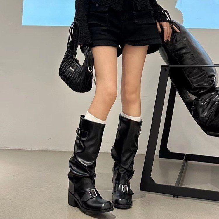 Stylish Retro Knee-high Chunky Heel Women`s