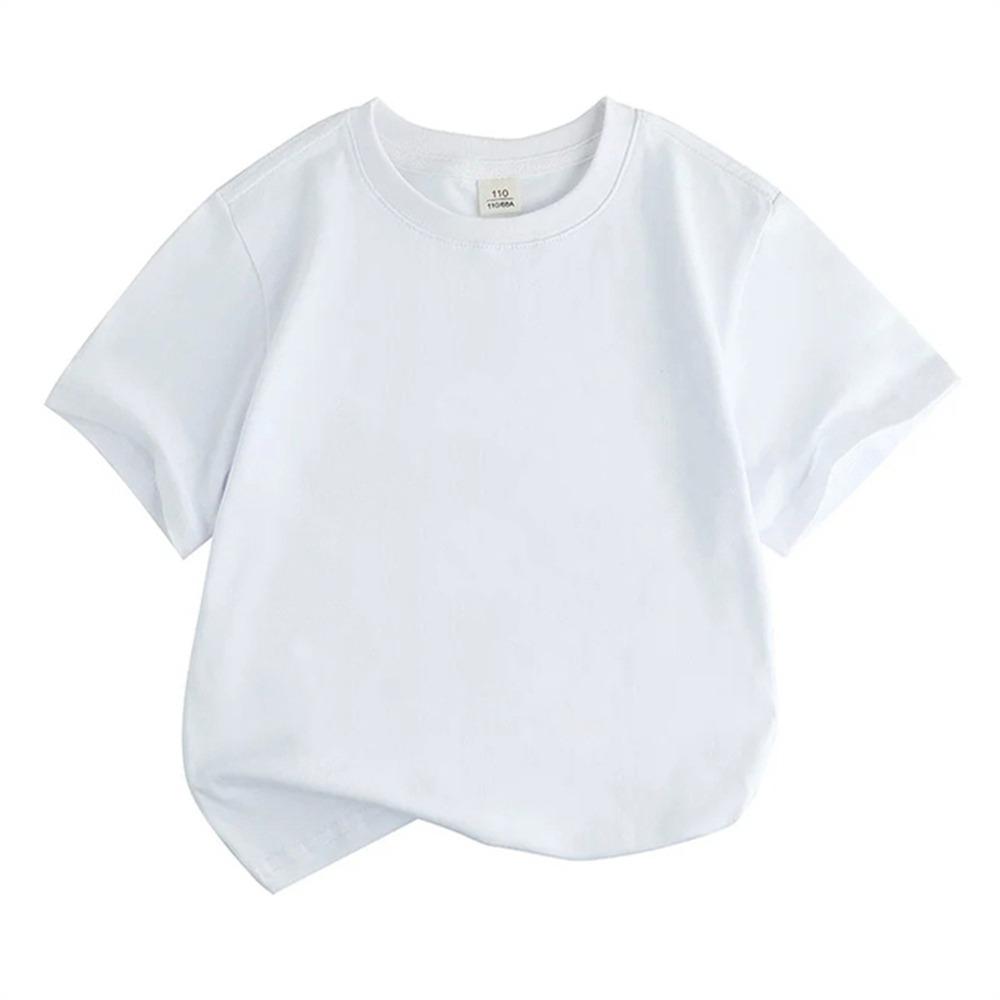 Children Solid Color Short Sleeve Suitable for Boys Girls Top 3-12 Age Toddle T-shirts Summer Casual  White Pink Black Clothing