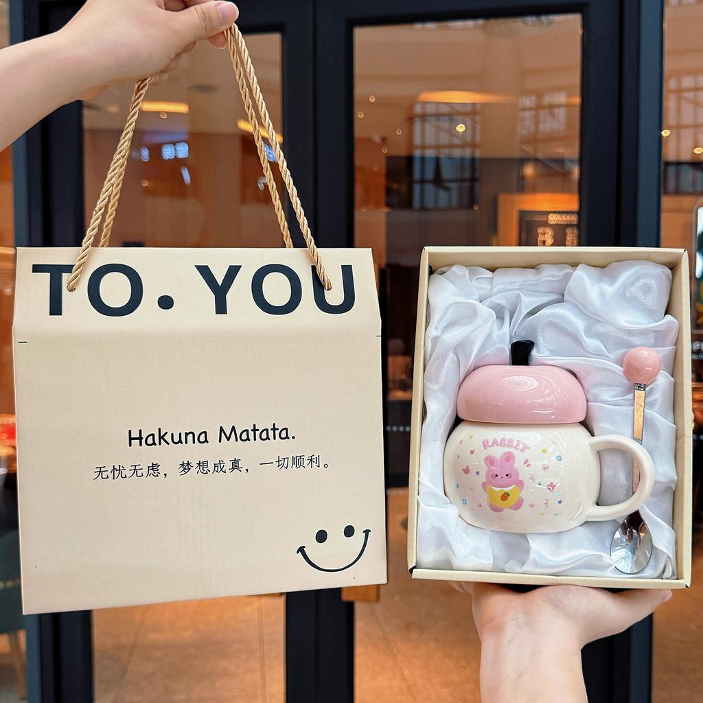 Mädchen Geburtstagsgeschenk Hasenbecher Keramiktasse Souvenir praktisches Geschenkset neue Wassertasse