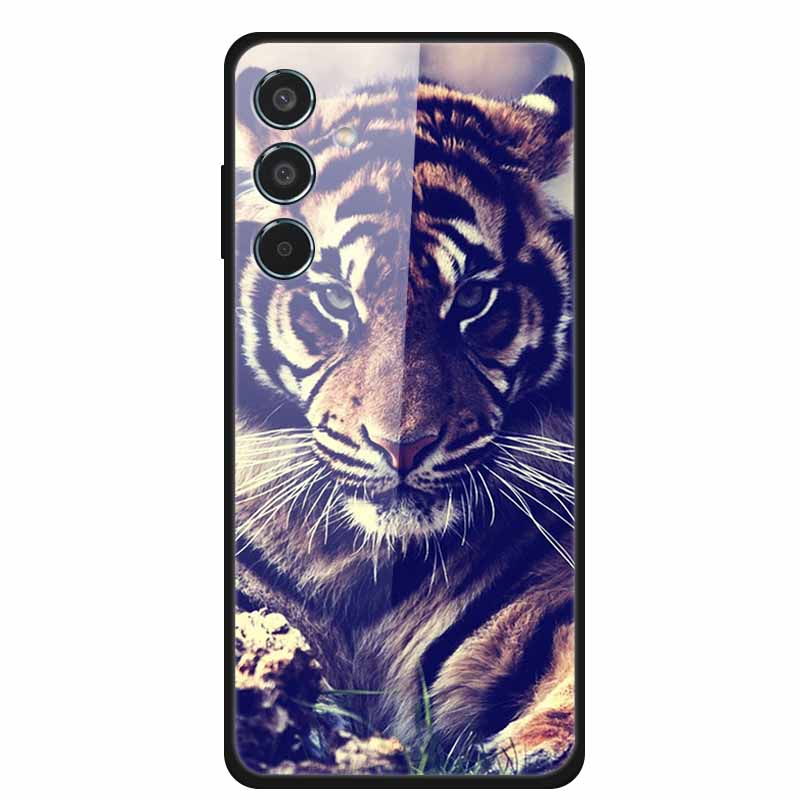Glass Back Cover For Samsung Galaxy S24 FE Case S24FE Hard Tempered Glass Case For Samsung Galaxy M55 A16 Phone Case Soft Bumper